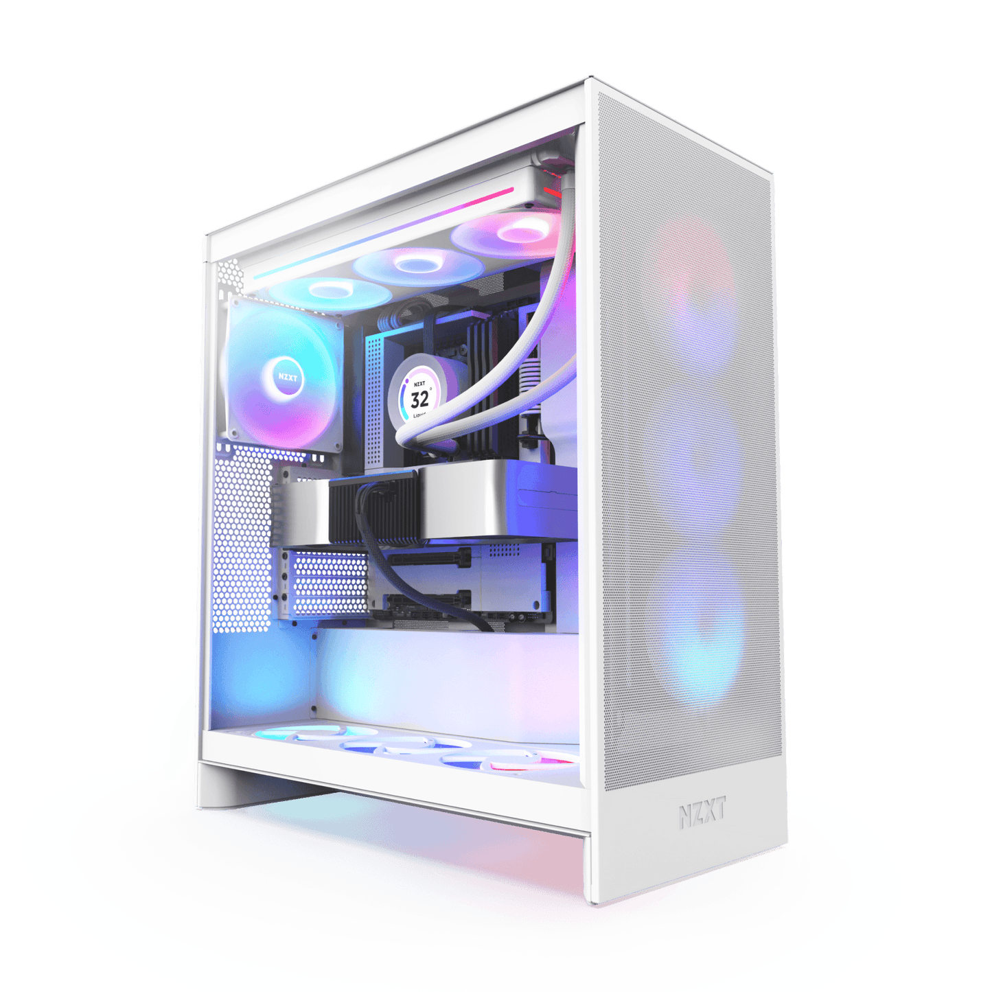 HiPer Intel i7-14700K, NZXT N7 Z790 Motherboard, Corsair iCUE H150i Elite XT Cooler, Asus Dual RTX 4070 White OC 12GB, Corsair Dominator Platinum 32GB DDR5, Kingston Fury Renegade 1TB NVME, WD Blue 2TB HDD, CM MWE Gold 1050 V2, NZXT H7 Elite White - ad6dad.myshopify.com - FOR GAMING AND STREAMING