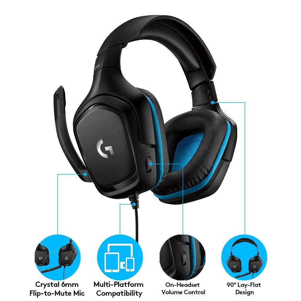 Logitech G431 with 7.1 Surround Sound, DTS X 2.0, 50 mm Audio Drivers, USB and 3.5 mm Jack - ad6dad.myshopify.com - Accessories