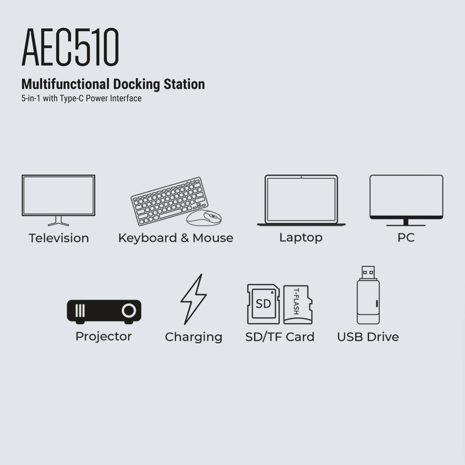 Ant Esports AEC510 USB Type-C Docking Station - ad6dad.myshopify.com - Accessories