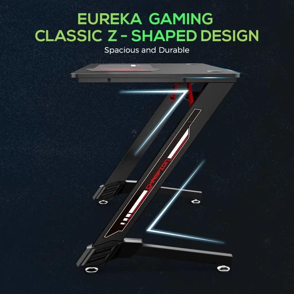EUREKA ERGONOMIC 43’’ Metal Gaming Desk Z Shape Gaming Computer Desk with Free Mouse Pad, - HIPER