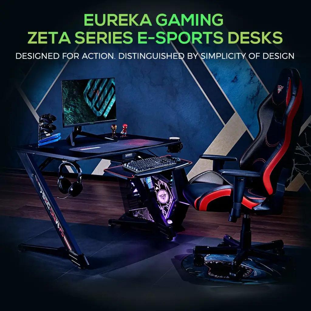 EUREKA ERGONOMIC 43’’ Metal Gaming Desk Z Shape Gaming Computer Desk with Free Mouse Pad, - HIPER