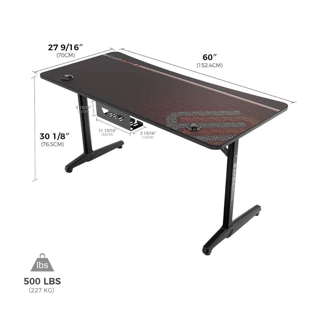 EUREKA ERGONOMIC Alloy Steel Metal Finish Gaming Desk 60’ Home Office Computer Desk, New Polygon Legs Design, Captain Series (60 Inch, Black) - HIPER