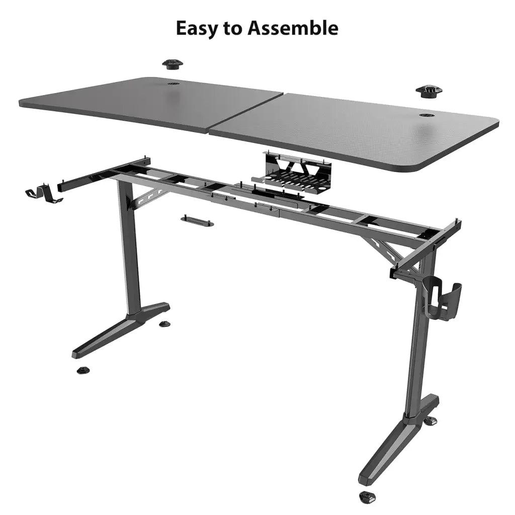 EUREKA ERGONOMIC Alloy Steel Metal Finish Gaming Desk 60’ Home Office Computer Desk, New Polygon Legs Design, Captain Series (60 Inch, Black) - HIPER