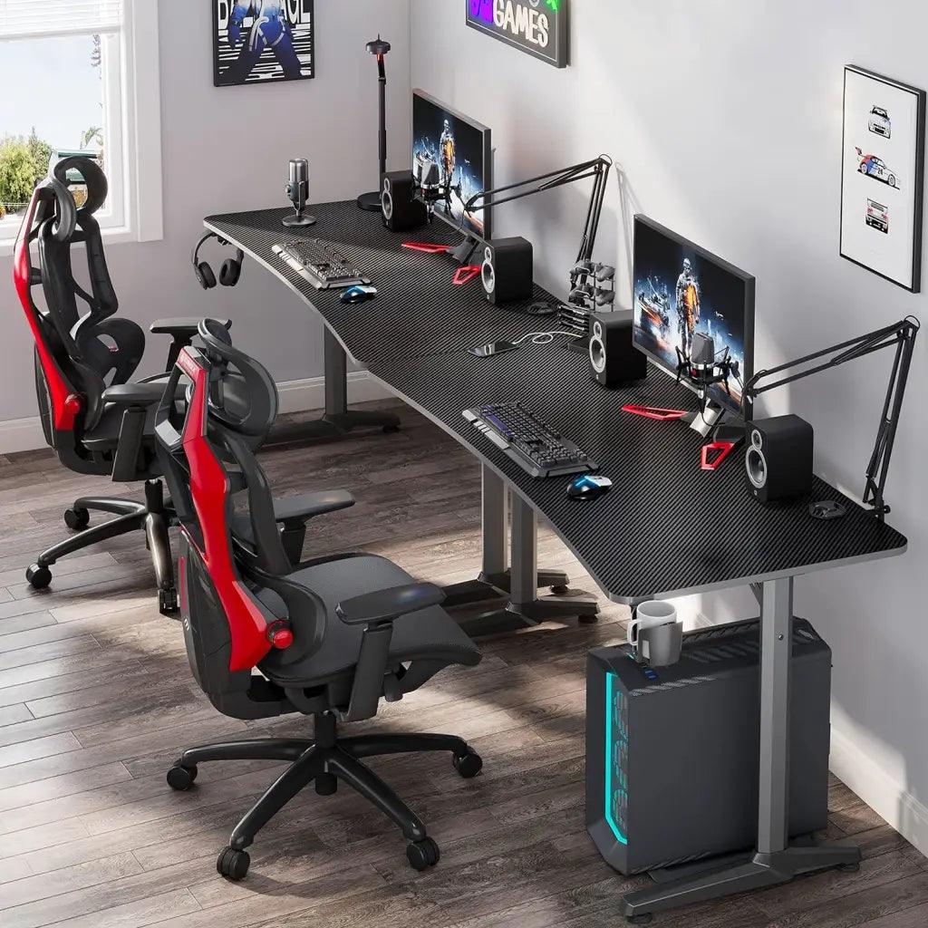 EUREKA ERGONOMIC Alloy Steel Metal Finish Gaming Desk 60’ Home Office Computer Desk, New Polygon Legs Design, Captain Series (60 Inch, Black) - HIPER