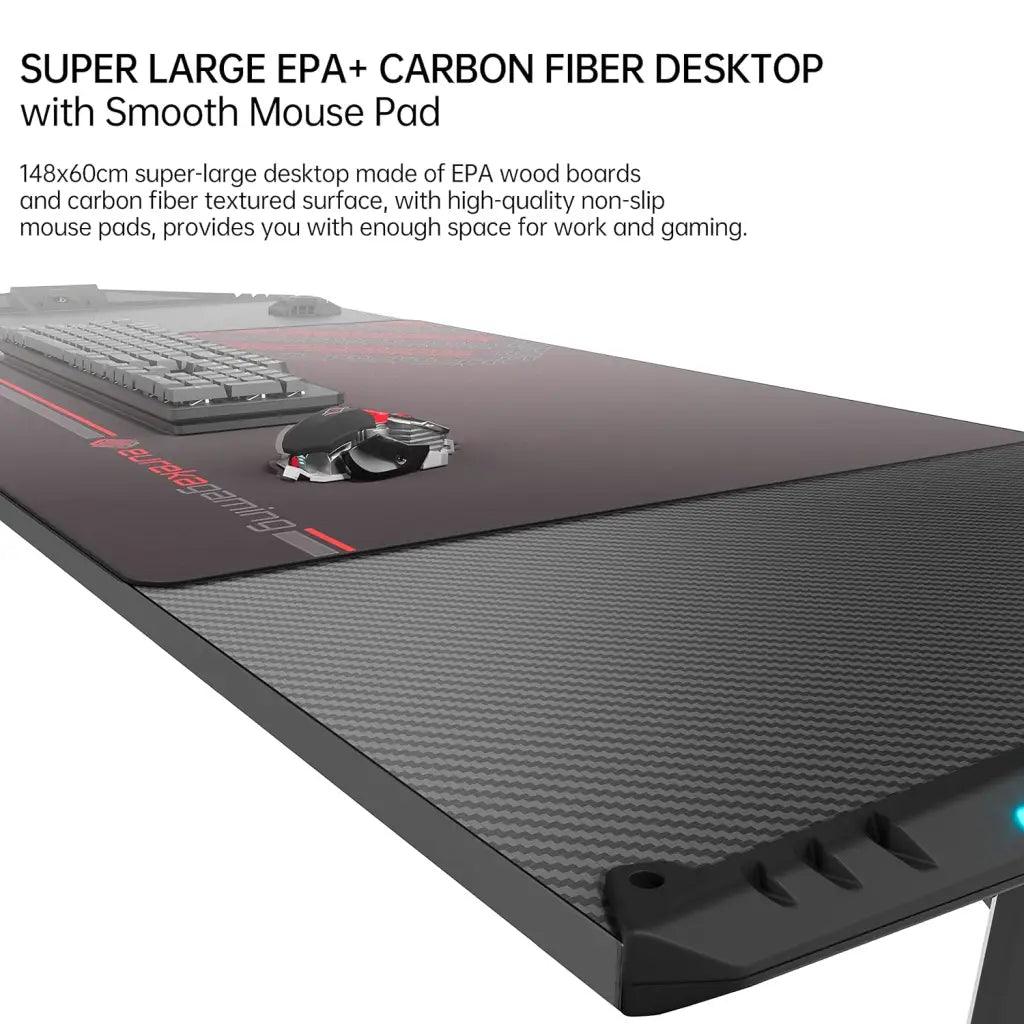 EUREKA ERGONOMIC Carbon Fibre Plastic Gaming Computer Desk 55’ Home Office Gaming PC Tables New Polygon Finish Legs - HIPER