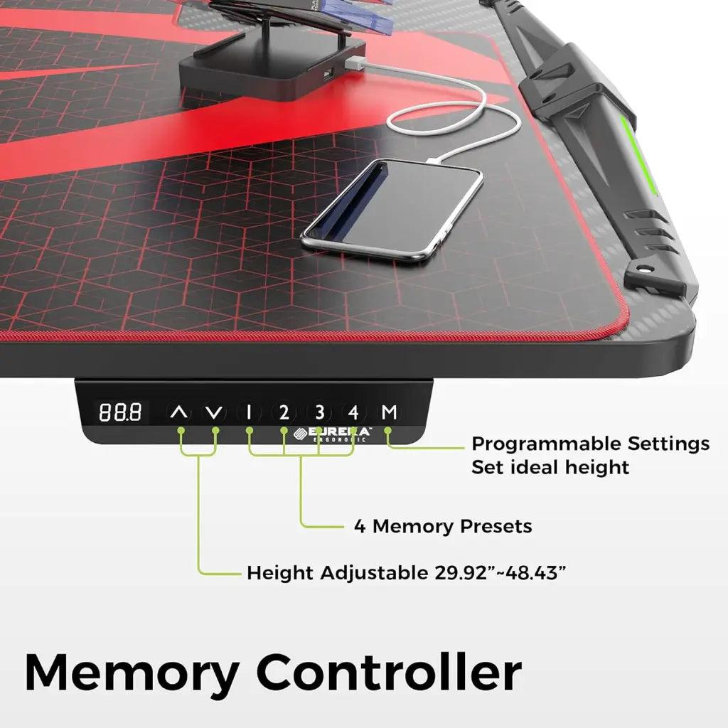 EUREKA ERGONOMIC Electric Standing Height Adjustable Gaming Computer Home Office Metal Desk with RGB LED Lights with Gaming Style 65 Inches Black - HIPER