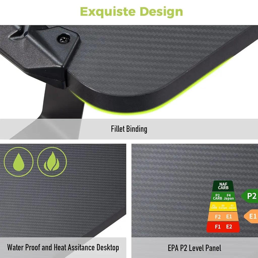 EUREKA ERGONOMIC Electric Standing Height Adjustable Gaming Computer Home Office Metal Desk with RGB LED Lights with Gaming Style 65 Inches Black - HIPER