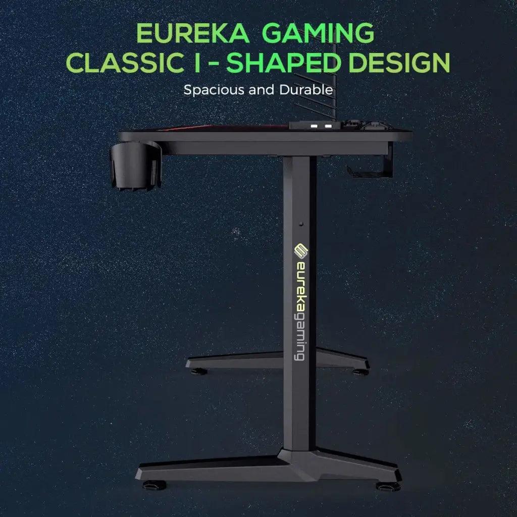 EUREKA ERGONOMIC Gaming Desk P47 I Shaped Gaming Computer Desk PC Gaming Table for Home and Office 120 * 60cm Black (Metal) - HIPER