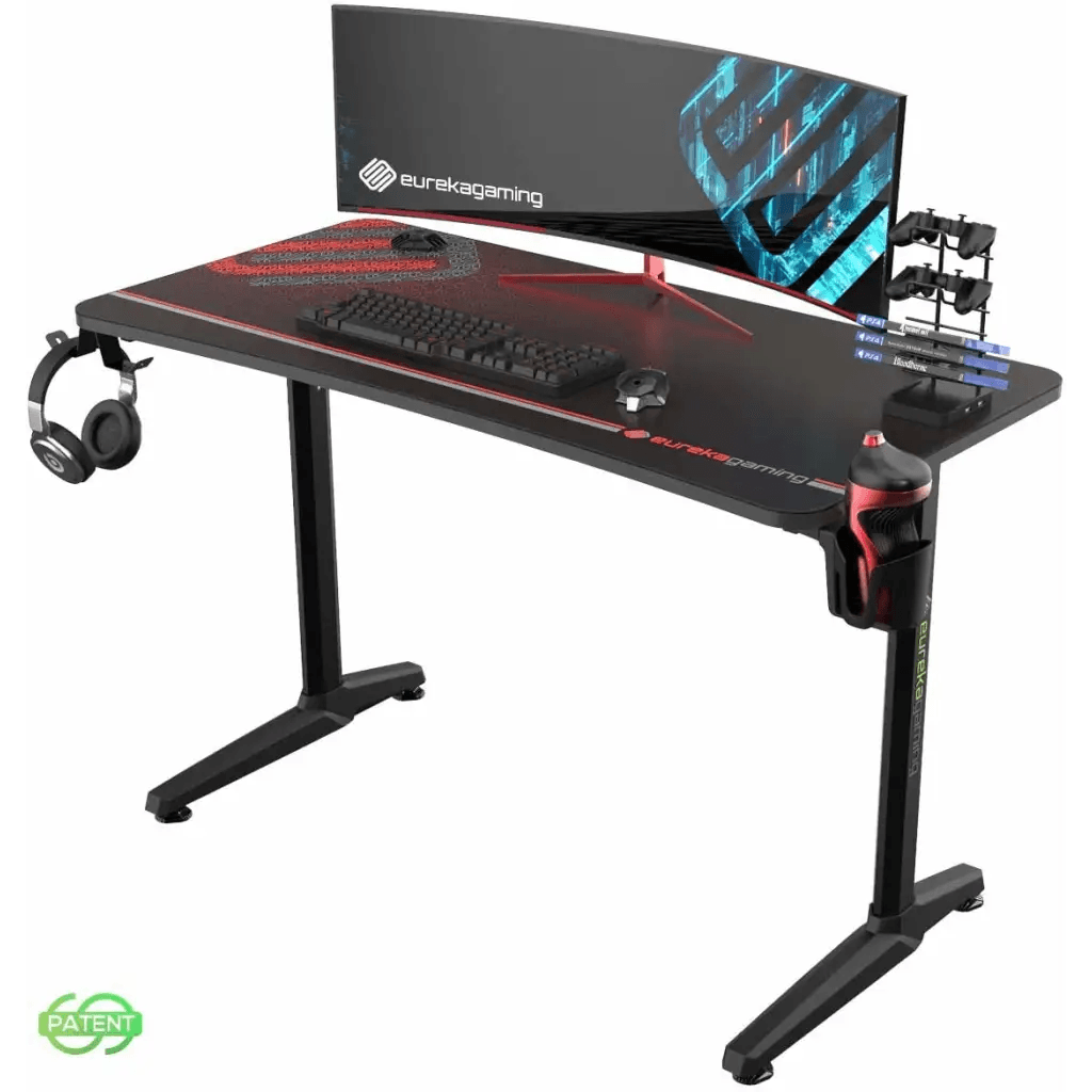 EUREKA ERGONOMIC Gaming Desk P47 I Shaped Gaming Computer Desk PC Gaming Table for Home and Office 120 * 60cm Black (Metal) - HIPER