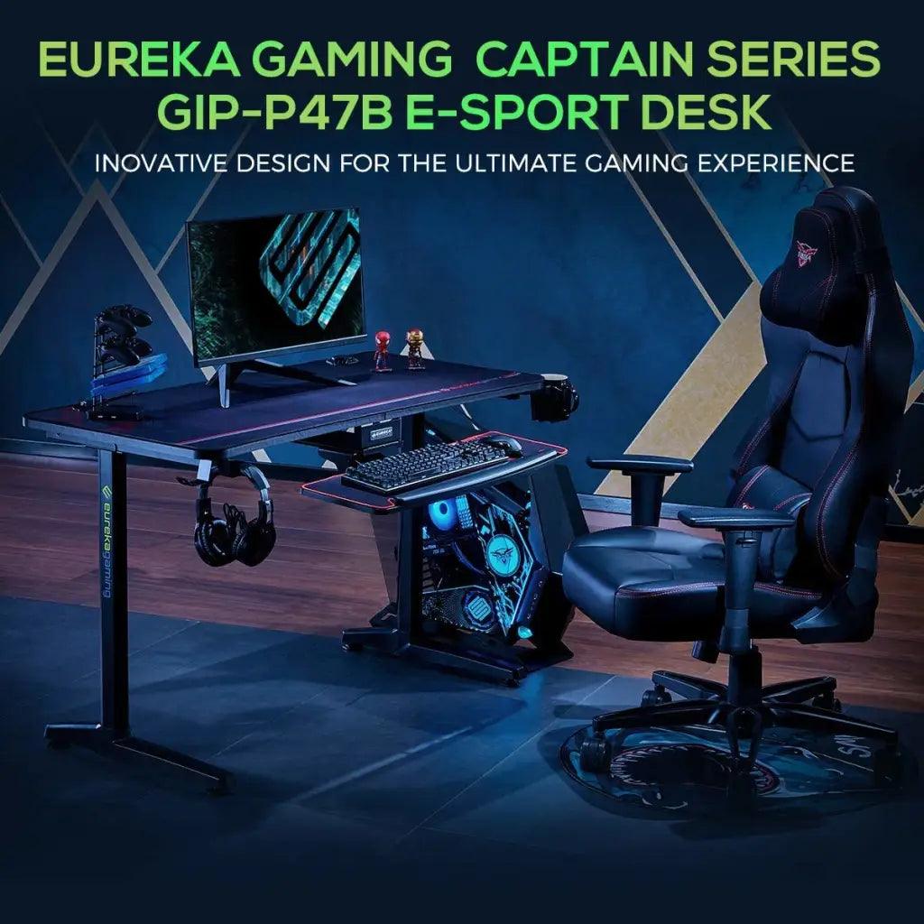 EUREKA ERGONOMIC Gaming Desk P47 I Shaped Gaming Computer Desk PC Gaming Table for Home and Office 120 * 60cm Black (Metal) - HIPER