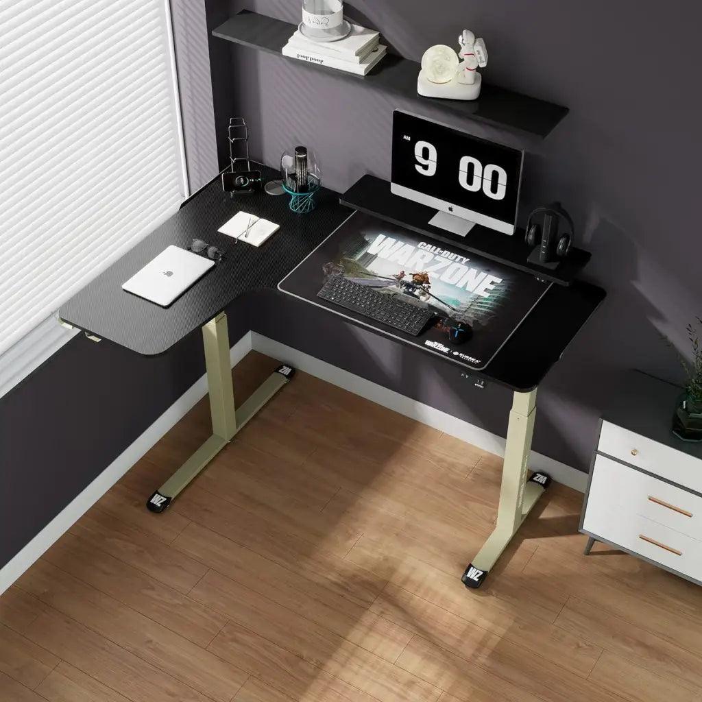 EUREKA ERGONOMIC L Shaped Electric Height Adjustable RGB Lights Gaming Standing Desk, Dual Motor Sit Stand Up Home Office Computer Table - HIPER
