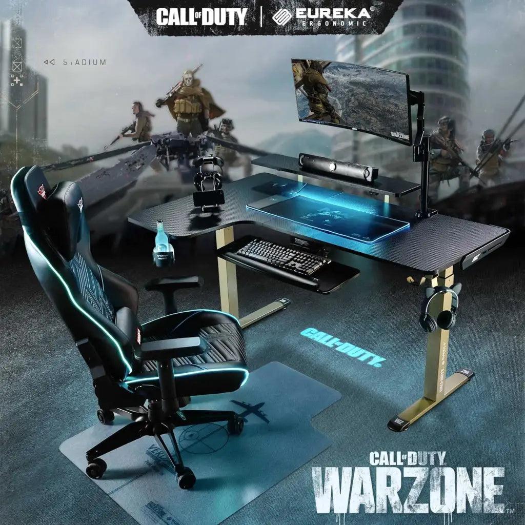 EUREKA ERGONOMIC L Shaped Electric Height Adjustable RGB Lights Gaming Standing Desk, Dual Motor Sit Stand Up Home Office Computer Table - HIPER