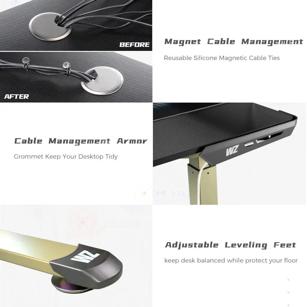 EUREKA ERGONOMIC L Shaped Electric Height Adjustable RGB Lights Gaming Standing Desk, Dual Motor Sit Stand Up Home Office Computer Table - HIPER