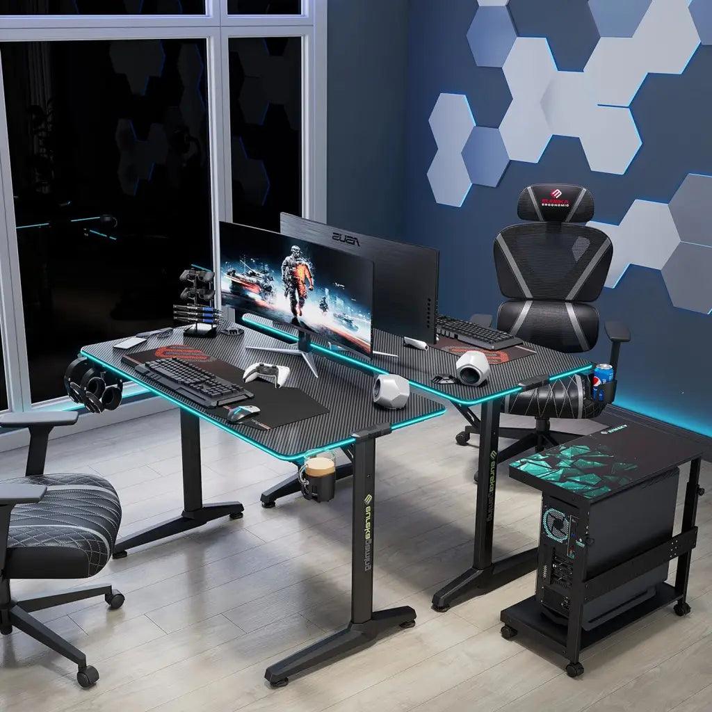 EUREKA ERGONOMIC Metal Finish Colonel Series GIP-44B Gaming Home Office PC Polygon Legs Design - HIPER