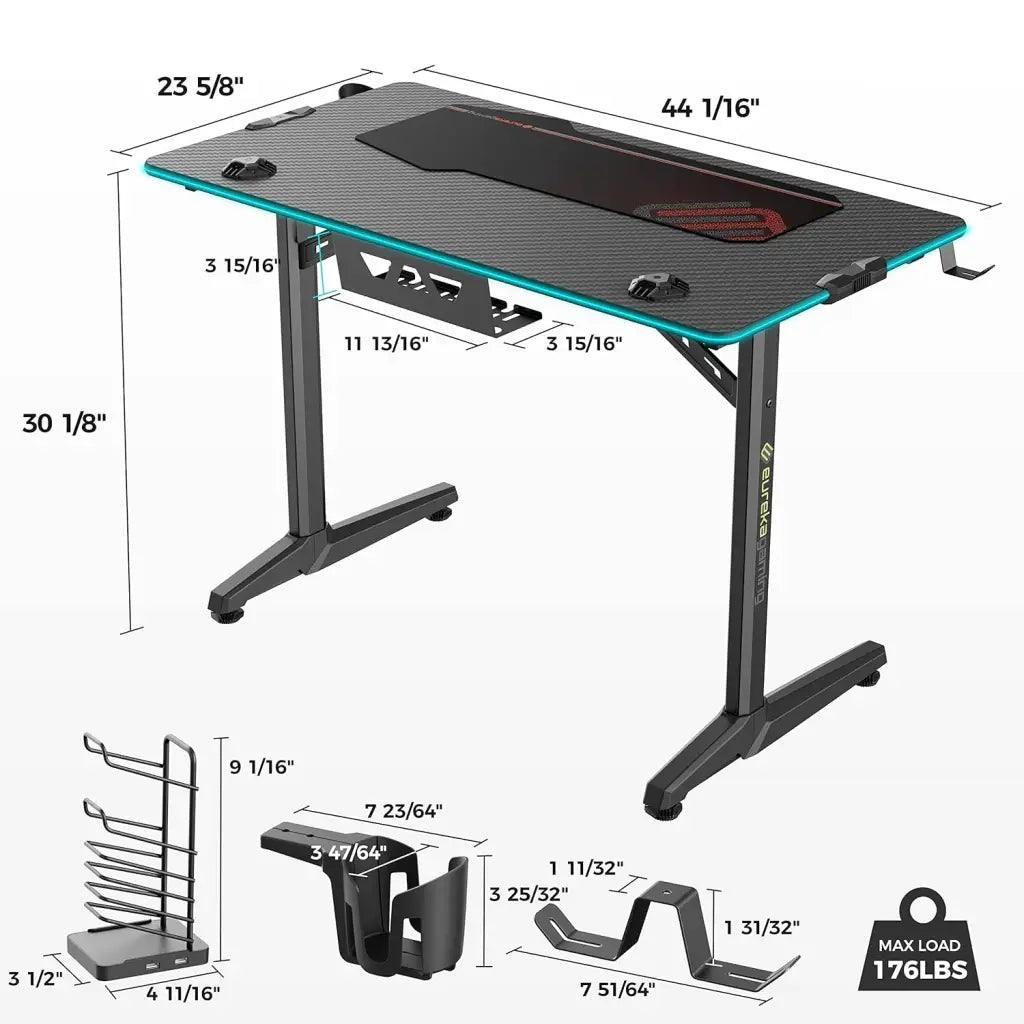 EUREKA ERGONOMIC Metal Finish Colonel Series GIP-44B Gaming Home Office PC Polygon Legs Design - HIPER