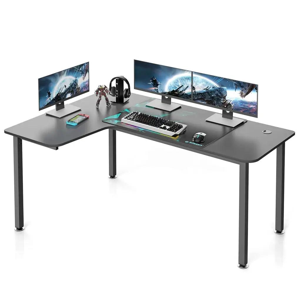 EUREKA ERGONOMIC Metal Finish L Shape Computer Simple PC Gaming Table Desk with Cable Management System Large Mouse Pad for Home Office Wooden - HIPER