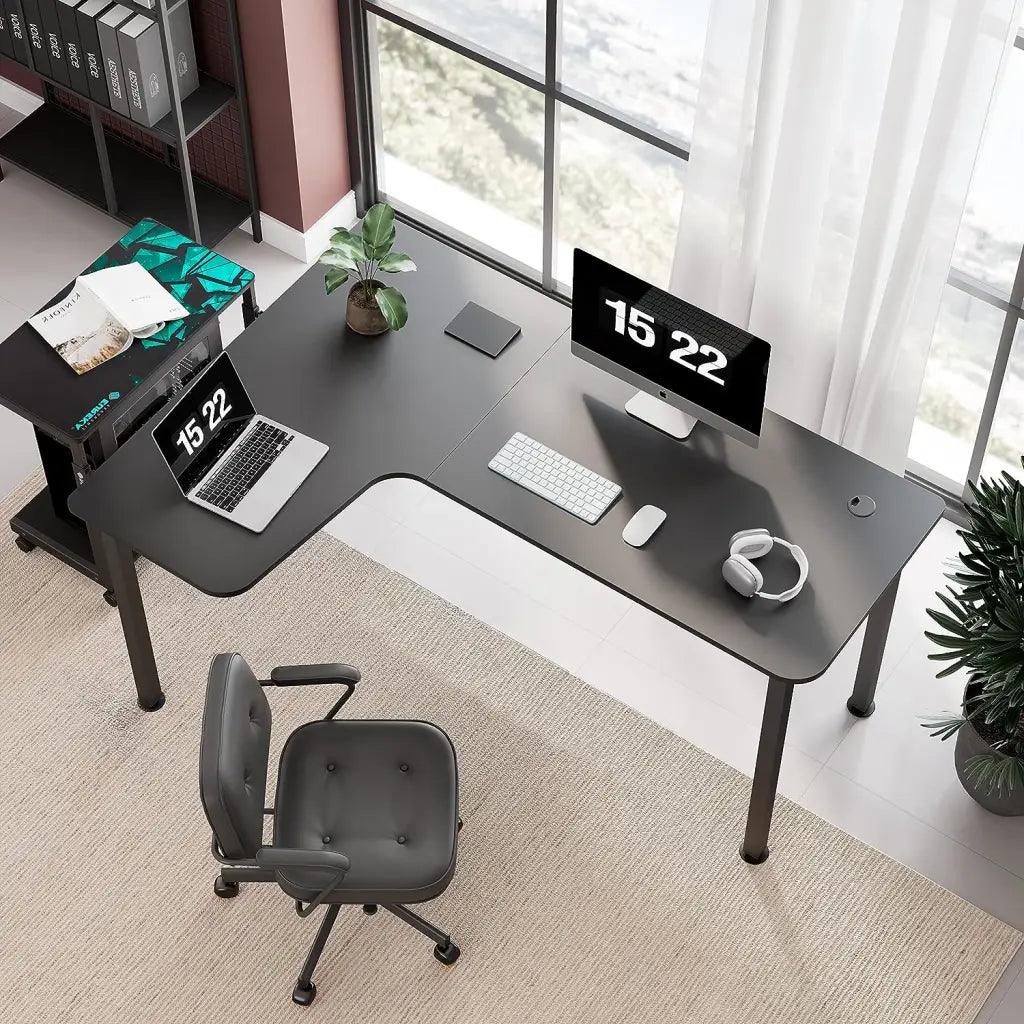 EUREKA ERGONOMIC Metal Finish L Shape Computer Simple PC Gaming Table Desk with Cable Management System Large Mouse Pad for Home Office, - HIPER