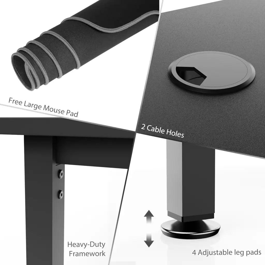EUREKA ERGONOMIC Metal Finish L Shape Computer Simple PC Gaming Table Desk with Cable Management System Large Mouse Pad for Home Office Wooden - HIPER