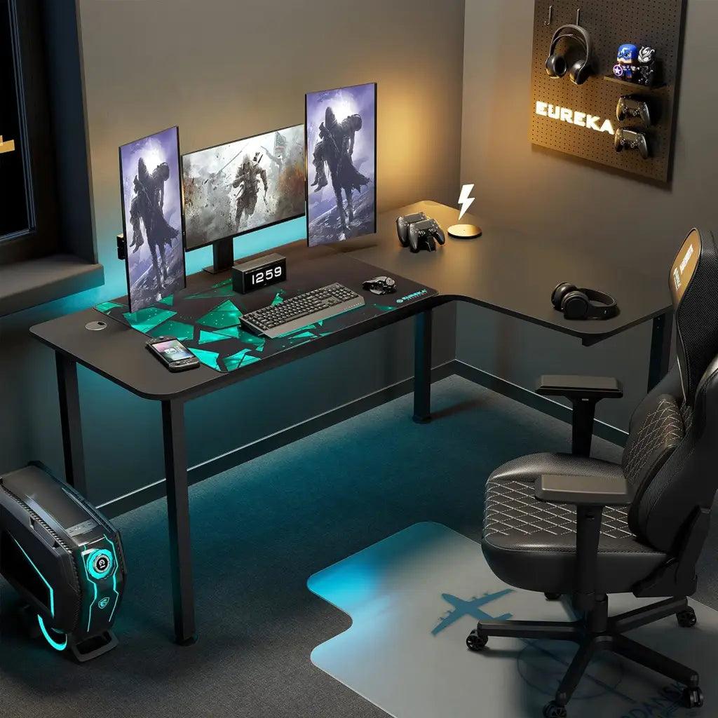 EUREKA ERGONOMIC Wood Multi-Functional L Shaped Study, Writing, Gaming Computer Right Side Corner Desk 60 - HIPER