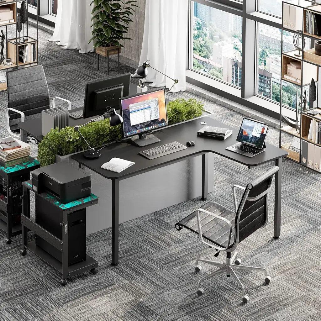 EUREKA ERGONOMIC Wood Multi-Functional L Shaped Study, Writing, Gaming Computer Right Side Corner Desk 60 - HIPER