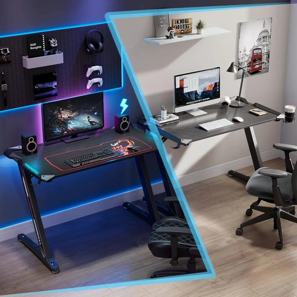 Eureka Ergonomic Z1-S Gaming Desk 44.5’ Z Shaped Office PC Computer Gaming Desk - HIPER