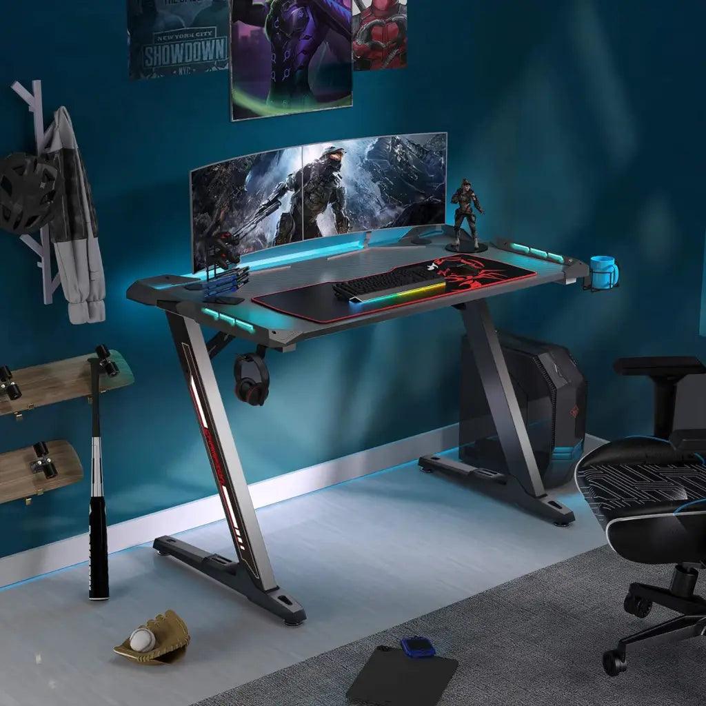 Eureka Ergonomic Z1-S Gaming Desk 44.5’ Z Shaped Office PC Computer Gaming Desk - HIPER