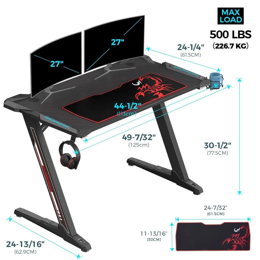 Eureka Ergonomic Z1-S Gaming Desk 44.5’ Z Shaped Office PC Computer Gaming Desk - HIPER