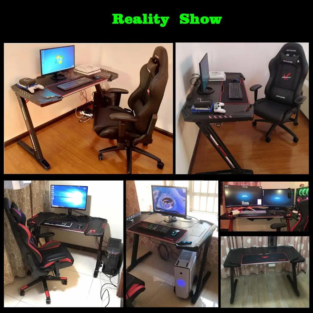 EUREKA ERGONOMIC Z2 Gaming Desk 50.6’’ Z Shaped Office PC Computer Gaming Table with Retractable Cup Holder Headset Hook RGB Light - HIPER