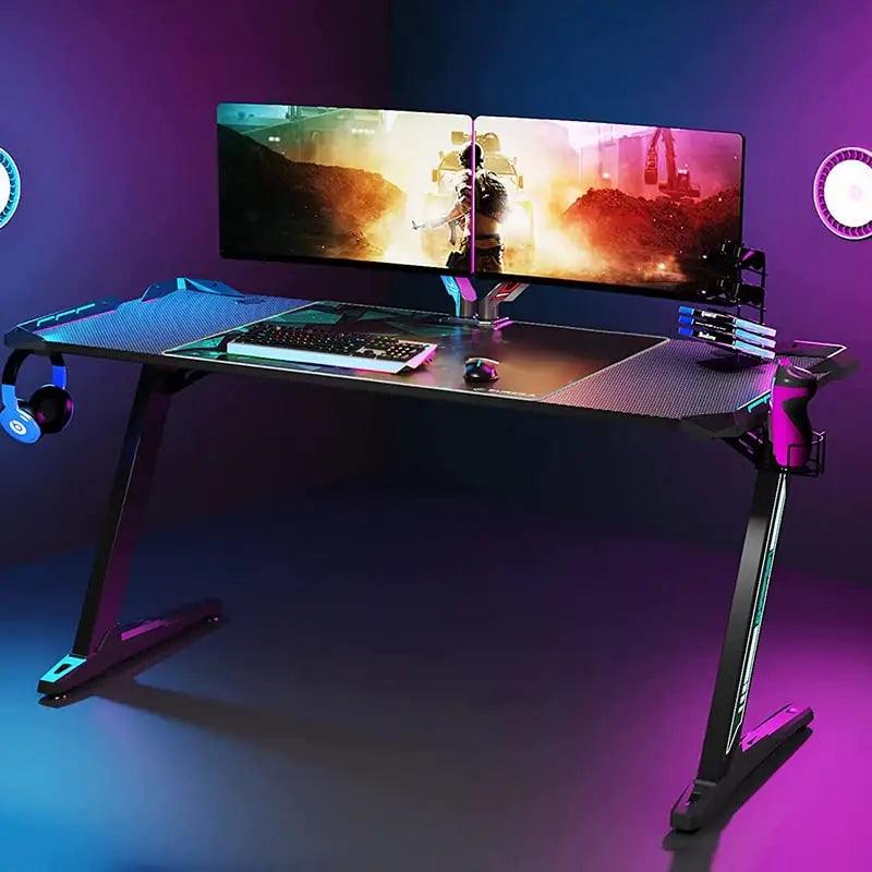 EUREKA ERGONOMIC Z60 Gaming Desk 60’’ Z Shaped Large PC Computer Gaming Desks Tables with RGB LED Lights - HIPER