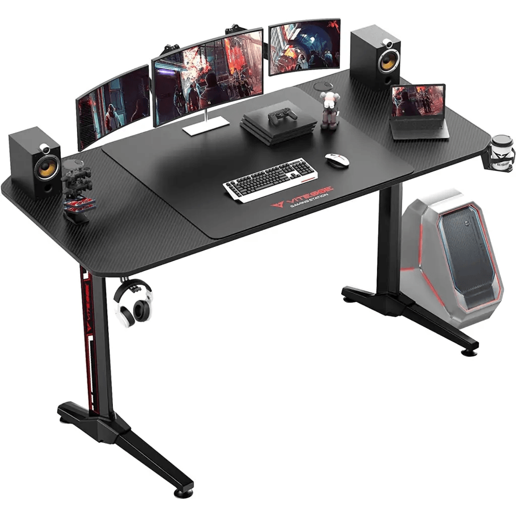 EUREKA VIT 63 Inch Ergonomic Gaming Desk, T-Shaped Office PC Computer Desk with Desk Mouse Pad (63 inch, Black) - HIPER