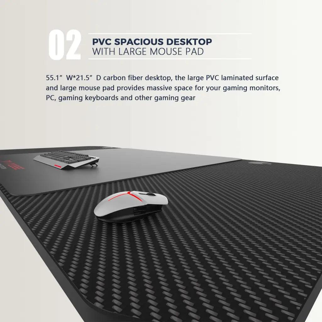 EUREKA VIT 63 Inch Ergonomic Gaming Desk, T-Shaped Office PC Computer Desk with Desk Mouse Pad (63 inch, Black) - HIPER