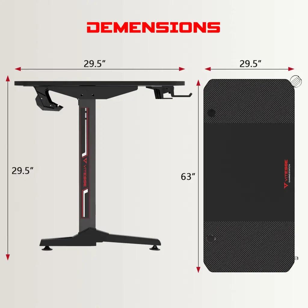 EUREKA VIT 63 Inch Ergonomic Gaming Desk, T-Shaped Office PC Computer Desk with Desk Mouse Pad (63 inch, Black) - HIPER