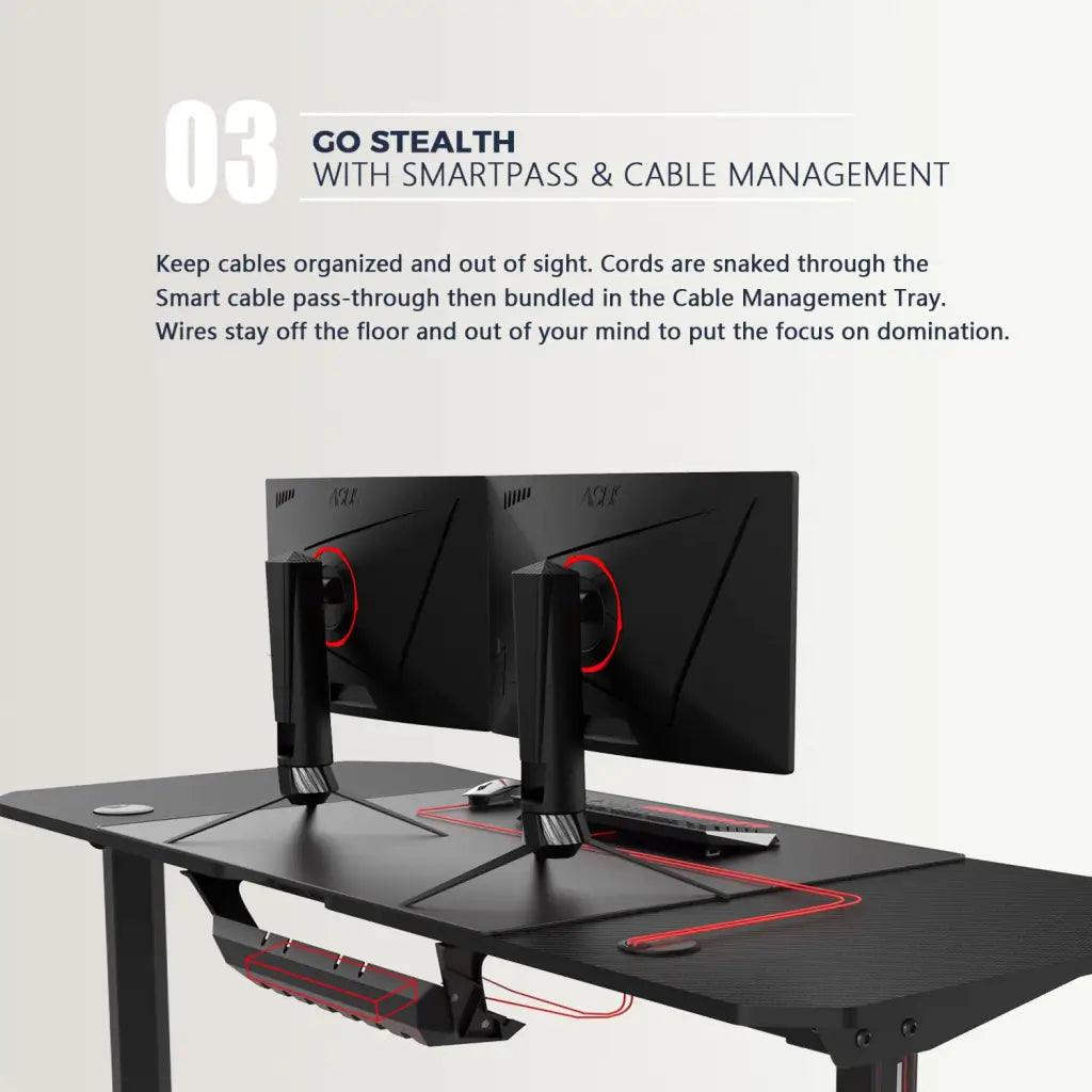 EUREKA VIT 63 Inch Ergonomic Gaming Desk, T-Shaped Office PC Computer Desk with Desk Mouse Pad (63 inch, Black) - HIPER