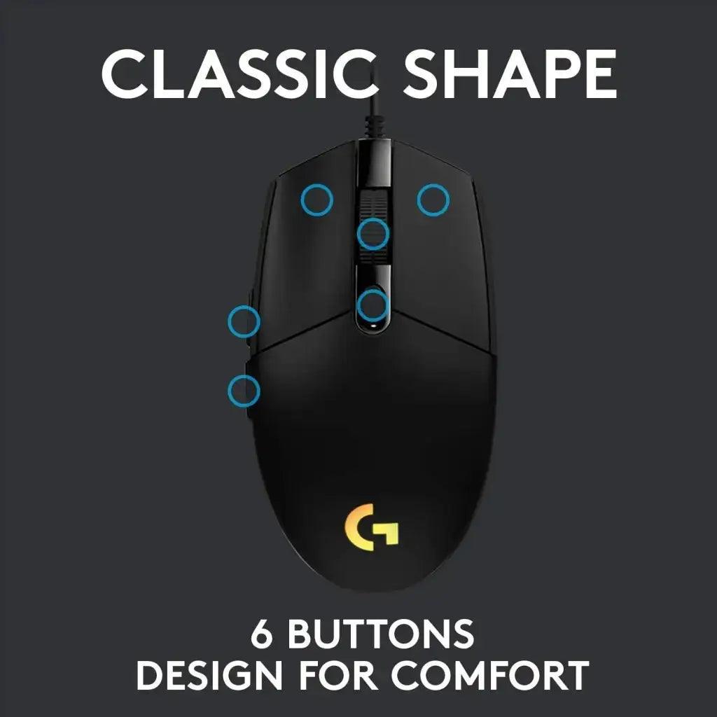 Logitech USB G G203 Wired Gaming Mouse, 8000 DPI Black - HIPER