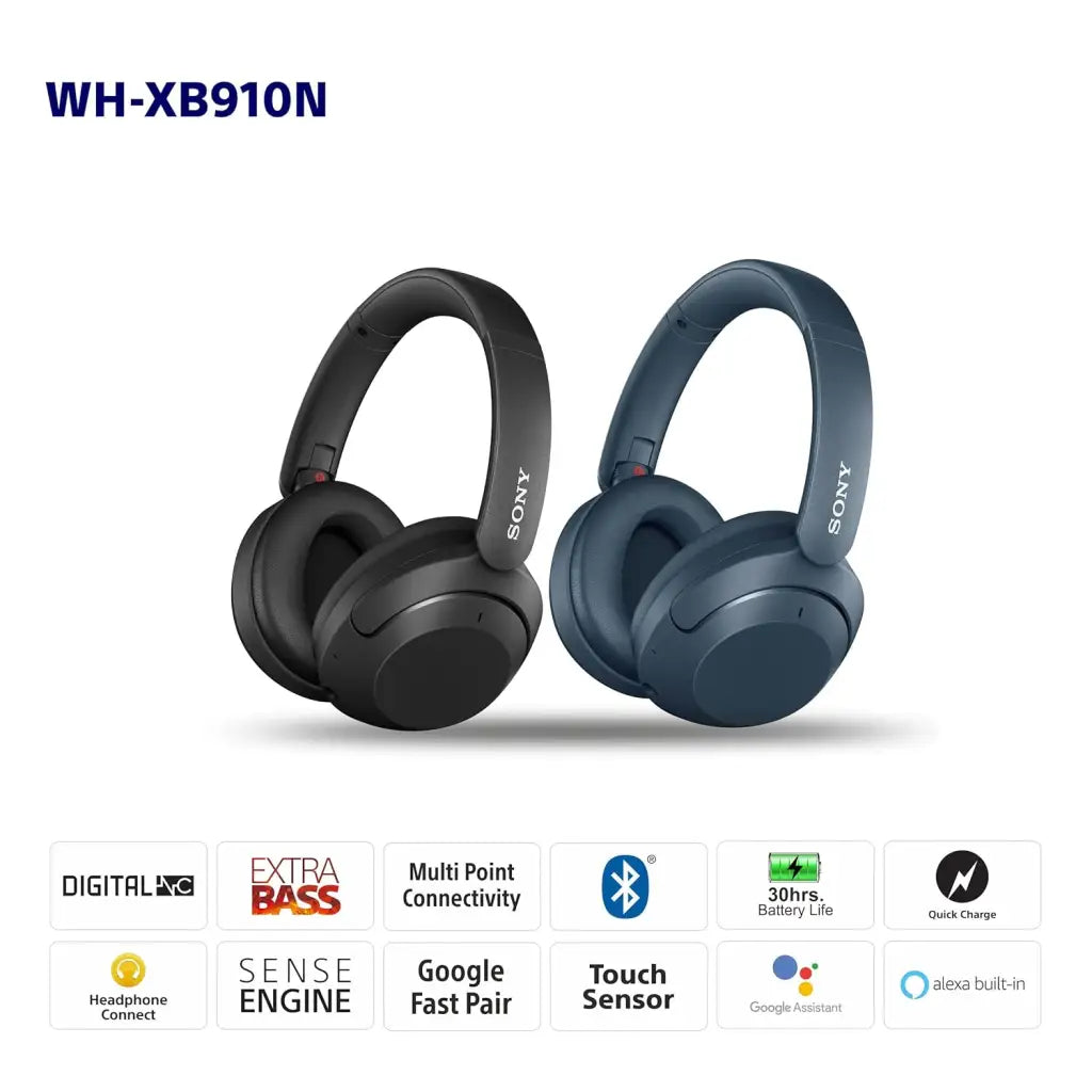 Sony WH-XB910N Noise Cancelling Extra Bass Bluetooth Wireless Over-Ear  Headphones with Mic/Remote