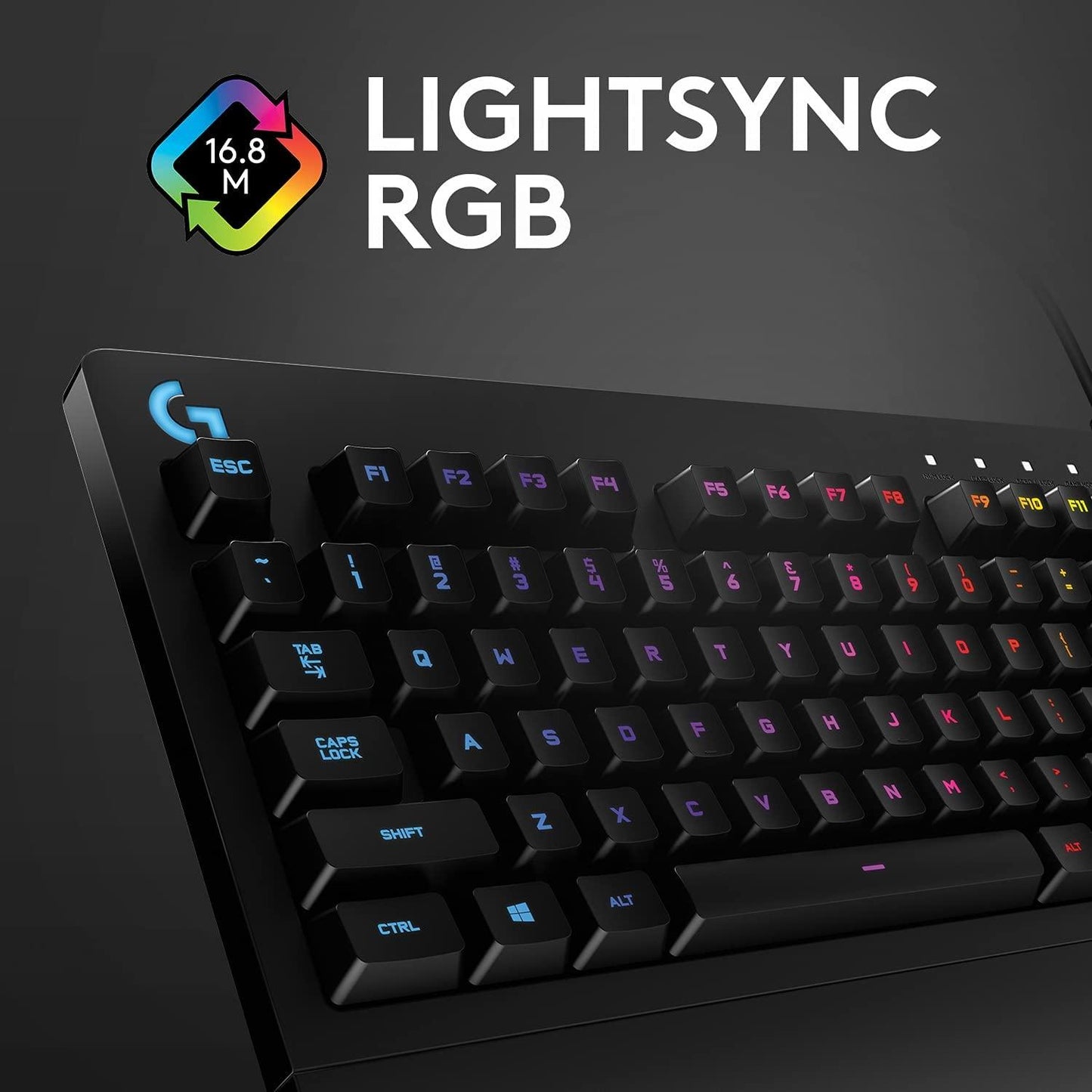 Logitech G213 Prodigy USB Gaming Keyboard, LIGHTSYNC RGB Backlit Keys Black