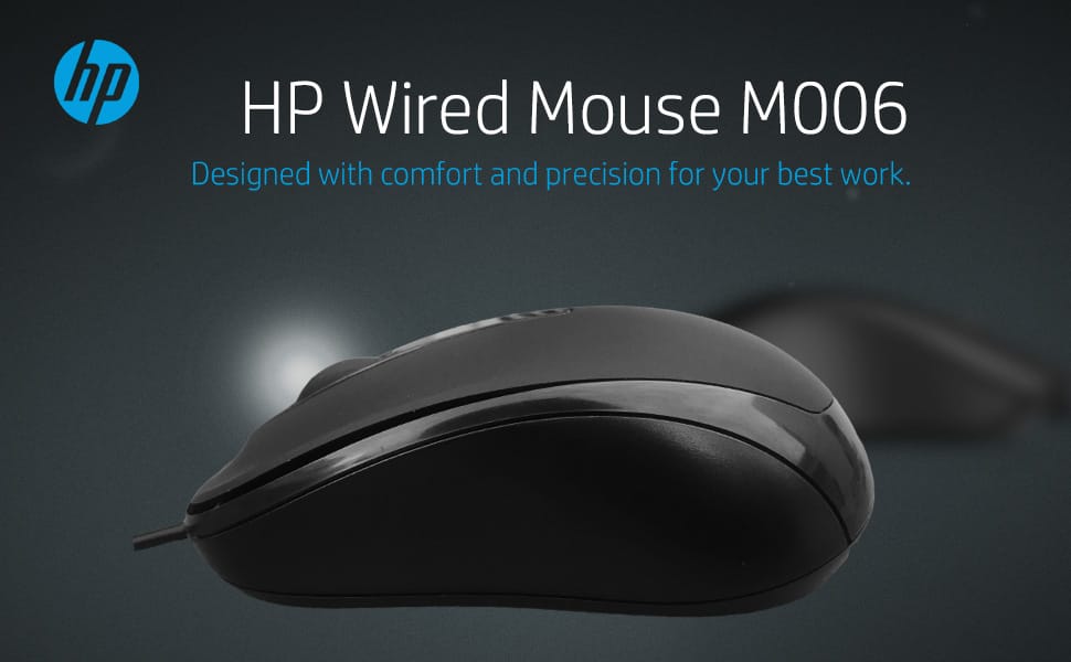 HP Wired Optical Small Mouse with 3 Buttons and Adjustable