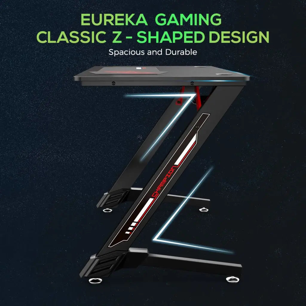 EUREKA ERGONOMIC 43'' Metal Gaming Desk Z Shape Gaming Computer Desk with Free Mouse Pad, - Eureka - Digital IT Cafè