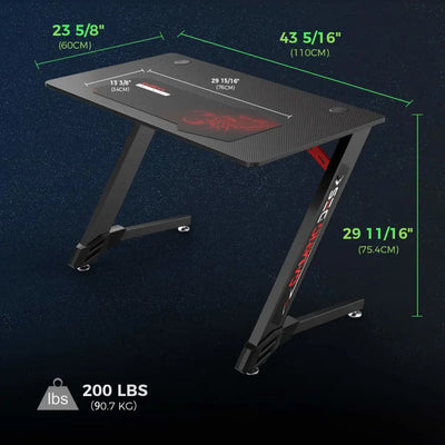 EUREKA ERGONOMIC 43'' Metal Gaming Desk Z Shape Gaming Computer Desk with Free Mouse Pad, - Eureka - Digital IT Cafè