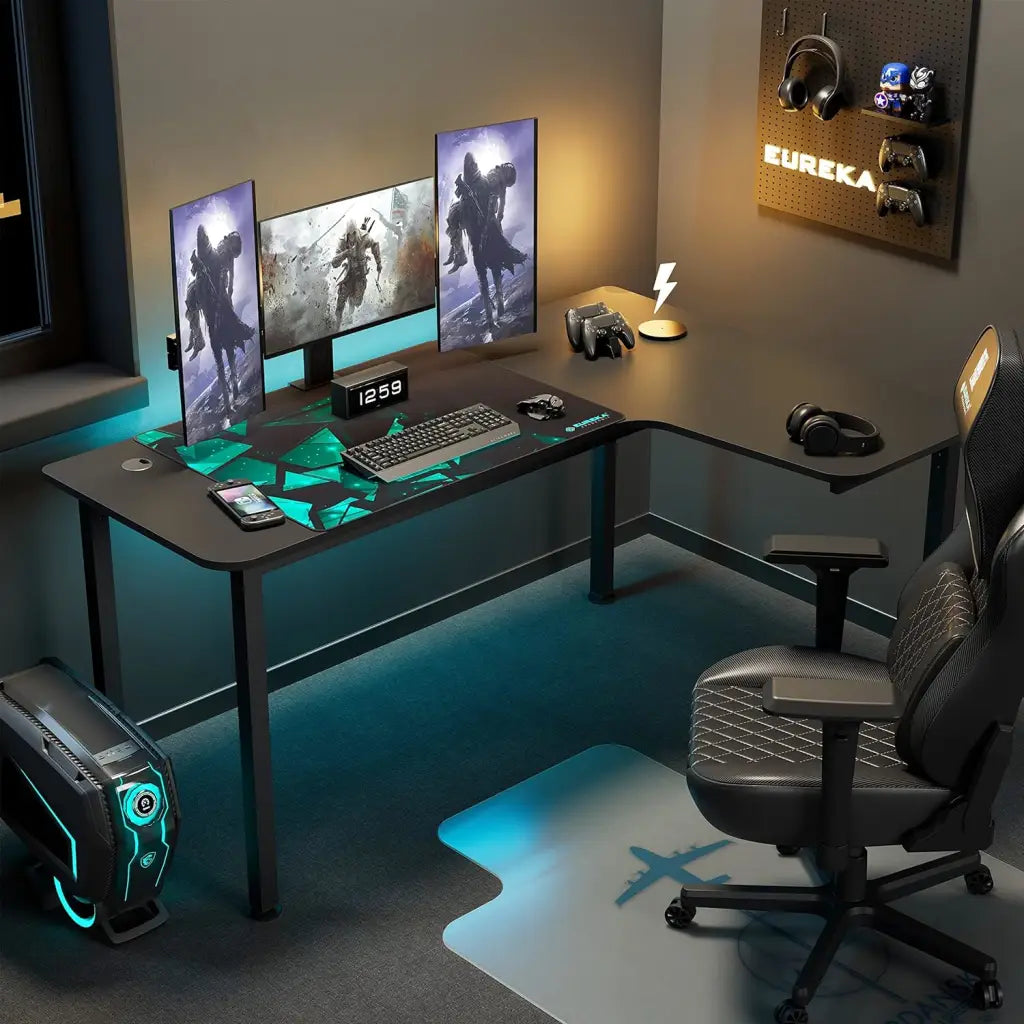 EUREKA ERGONOMIC Wood Multi-Functional L Shaped Study, Writing, Gaming Computer Right Side Corner Desk 60 - Eureka - Digital IT Cafè