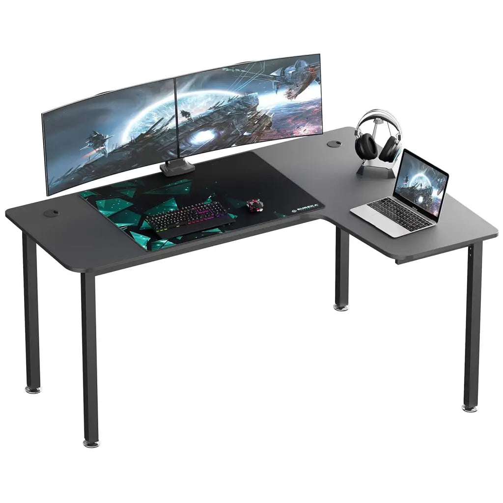 EUREKA ERGONOMIC Wood Multi-Functional L Shaped Study, Writing, Gaming Computer Right Side Corner Desk 60 - Eureka - Digital IT Cafè