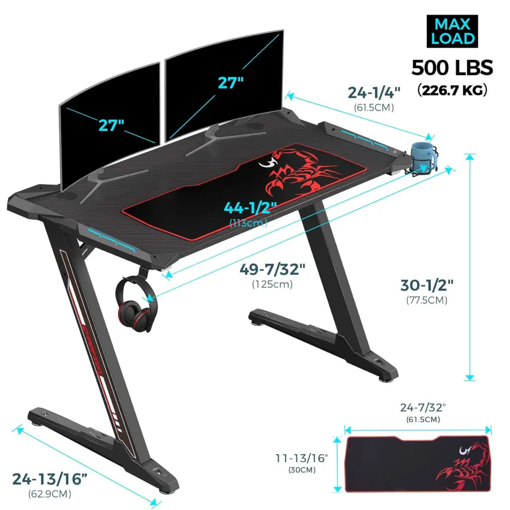 Eureka Ergonomic Z1-S Gaming Desk 44.5" Z Shaped Office PC Computer Gaming Desk - Eureka - Digital IT Cafè