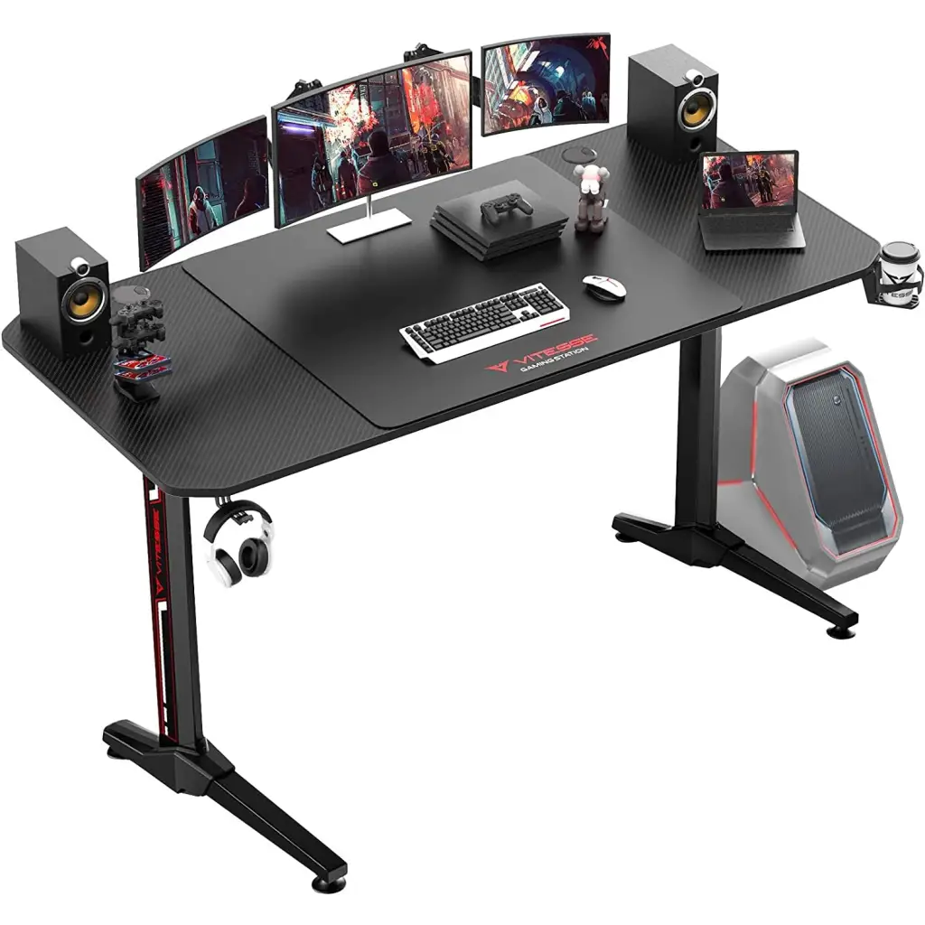 EUREKA VIT 63 Inch Ergonomic Gaming Desk, T-Shaped Office PC Computer Desk with Desk Mouse Pad (63 inch, Black) - Eureka - Digital IT Cafè