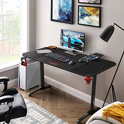 EUREKA VIT 63 Inch Ergonomic Gaming Desk, T-Shaped Office PC Computer Desk with Desk Mouse Pad (63 inch, Black) - Eureka - Digital IT Cafè