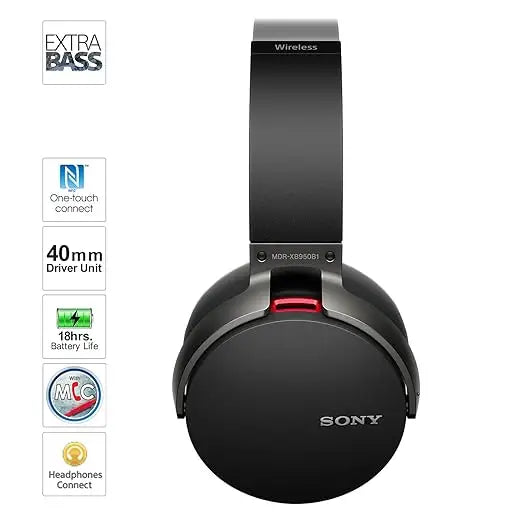 Sony MDR-XB950B1 On-Ear Wireless Premium Extra BASS Headphones (Black) - Sony - Digital IT Cafè